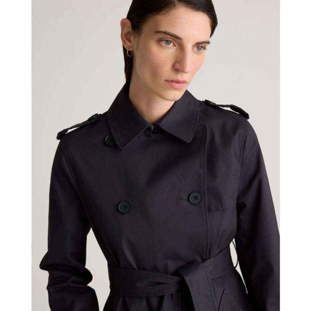 Quince Women Comfort Stretch Short Trench Coat Black Size L - Picture 2 of 8